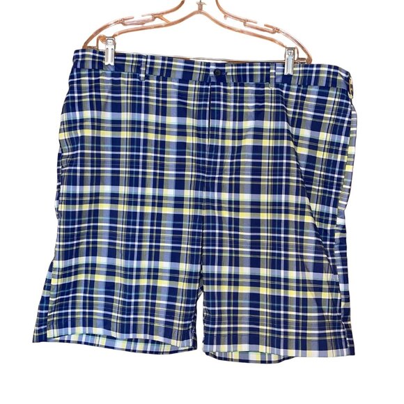Jack Nicklaus Plaid Golf Shorts Size 40 Blue/Yellow Adjustable Waist - Picture 1 of 7